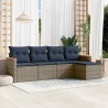 Salon de jardin 5 pcs avec coussins gris résine tressée 