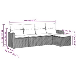 Salon de jardin 5 pcs avec coussins gris résine tressée 