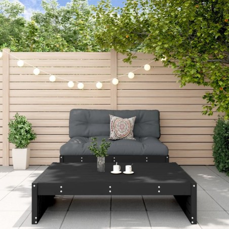 Salon de jardin 2 pcs avec coussins noir bois massif 