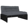 Salon de jardin 2 pcs avec coussins noir bois massif 
