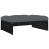 Salon de jardin 2 pcs avec coussins noir bois massif 