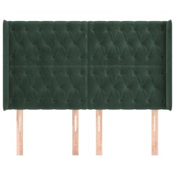 Tête de lit avec oreilles Vert foncé 147x16x118/128 cm Velours 