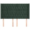 Tête de lit avec oreilles Vert foncé 147x16x118/128 cm Velours 