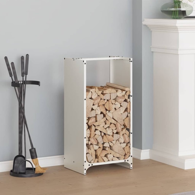 Portant de bois chauffage blanc 40x30x80 cm 