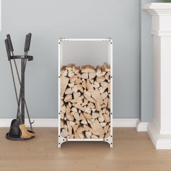 Portant de bois chauffage blanc 40x30x80 cm 