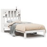 Lit bibliothèque sans matelas blanc 75x190cm bois de pin massif 