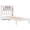 Lit bibliothèque sans matelas blanc 75x190cm bois de pin massif 