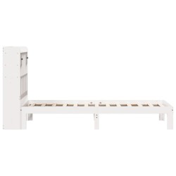 Lit bibliothèque sans matelas blanc 75x190cm bois de pin massif 