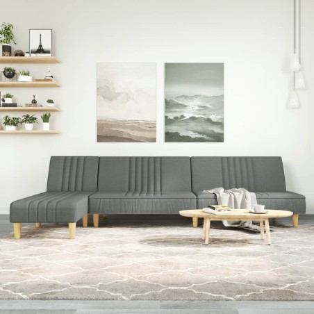 Canapé-lit en forme de L gris foncé 255x140x70 cm tissu 
