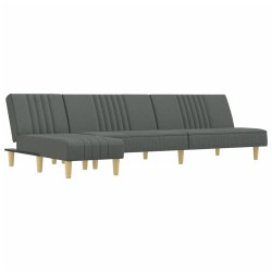 Canapé-lit en forme de L gris foncé 255x140x70 cm tissu 