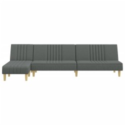 Canapé-lit en forme de L gris foncé 255x140x70 cm tissu 