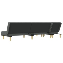 Canapé-lit en forme de L gris foncé 255x140x70 cm tissu 