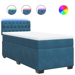 Sommier à lattes de lit avec matelas bleu 80x200 cm velours 