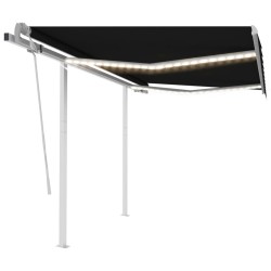 Auvent manuel rétractable avec LED 3,5x2,5 m Anthracite 