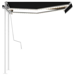 Auvent manuel rétractable avec LED 3,5x2,5 m Anthracite 