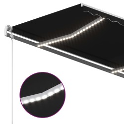 Auvent manuel rétractable avec LED 3,5x2,5 m Anthracite 