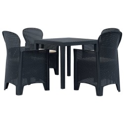 Ensemble à manger d'extérieur 5 pcs Plastique Aspect de rotin 