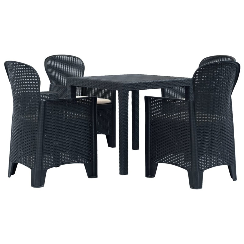 Ensemble à manger d'extérieur 5 pcs Plastique Aspect de rotin 