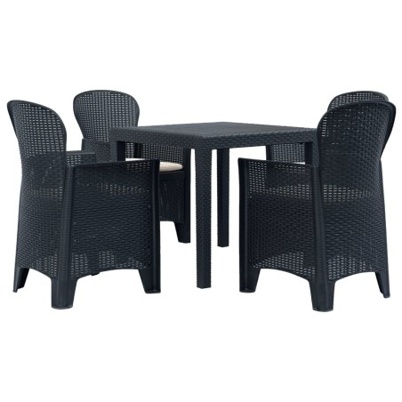 Ensemble à manger d'extérieur 5 pcs Plastique Aspect de rotin 