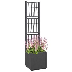 Pot de jardin gris foncé avec treillis - 36x36x140 cm 