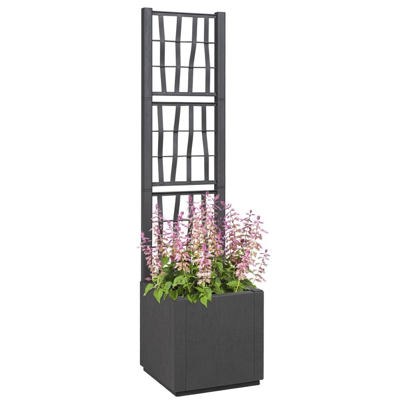 Pot de jardin gris foncé avec treillis - 36x36x140 cm 