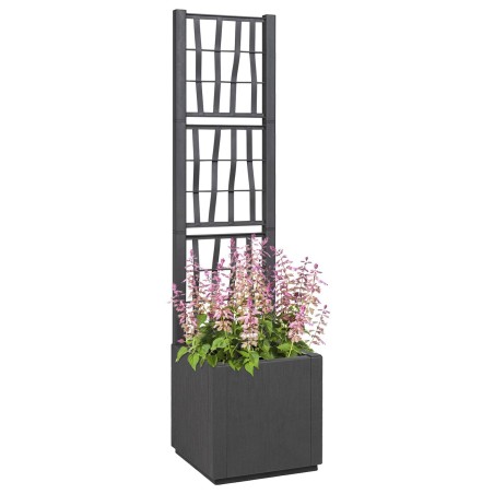 Pot de jardin gris foncé avec treillis - 36x36x140 cm 