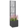 Pot de jardin gris foncé avec treillis - 36x36x140 cm 
