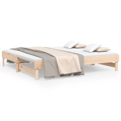 Lit coulissant sans matelas 2x(90x190) cm Bois de pin massif 