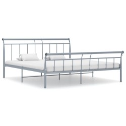 Cadre de lit sans matelas gris métal 180x200 cm 