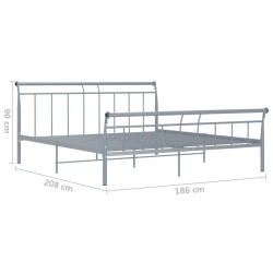 Cadre de lit sans matelas gris métal 180x200 cm 