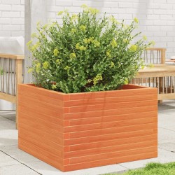Jardinière cire marron 70x70x46 cm bois de pin massif 