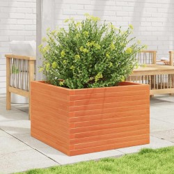 Jardinière cire marron 70x70x46 cm bois de pin massif 