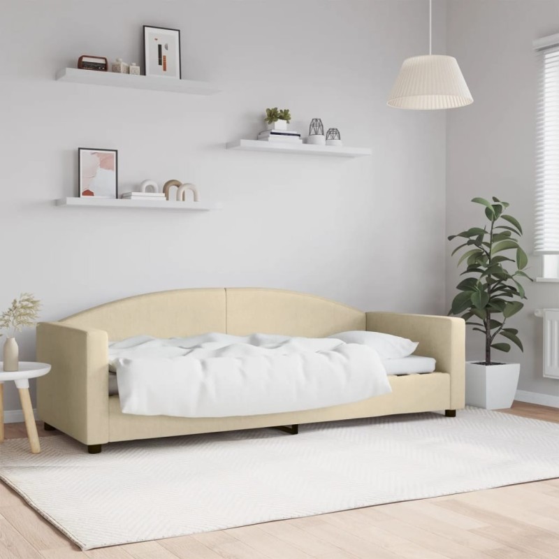 Lit de repos sans matelas crème 80x200 cm tissu 