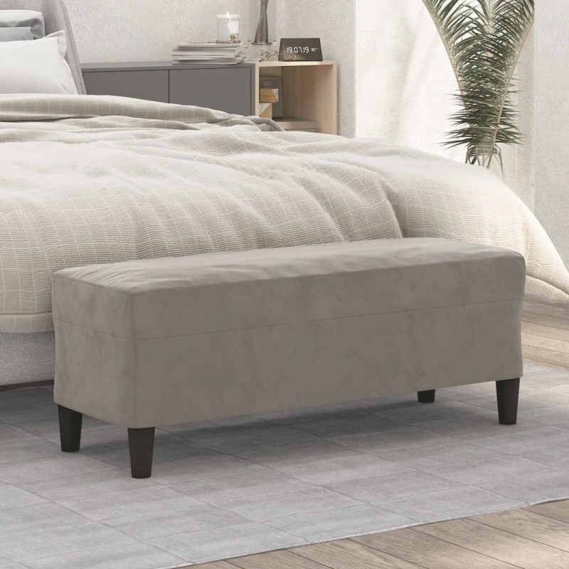 Banc Gris clair 100x35x41 cm Velours Banc Gris clair 100x35x41 cm Velours