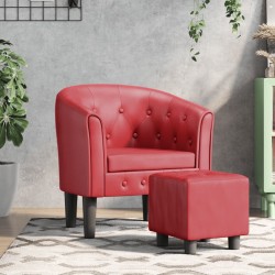 Chaise cabriolet avec repose-pied rouge bordeaux similicuir 