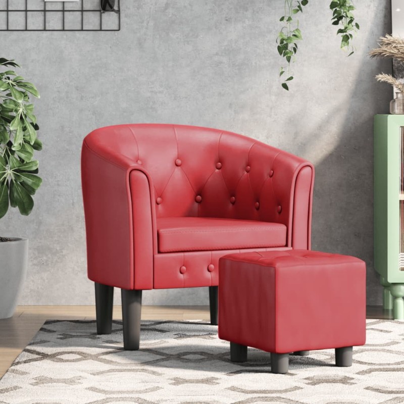 Chaise cabriolet avec repose-pied rouge bordeaux similicuir 