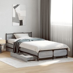 Cadre de lit avec tiroirs sans matelas sonoma gris 100x200 cm 