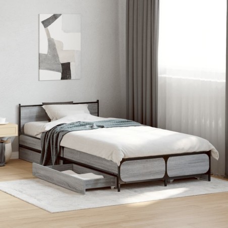 Cadre de lit avec tiroirs sans matelas sonoma gris 100x200 cm 
