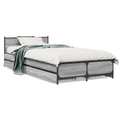 Cadre de lit avec tiroirs sans matelas sonoma gris 100x200 cm 