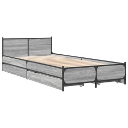 Cadre de lit avec tiroirs sans matelas sonoma gris 100x200 cm 