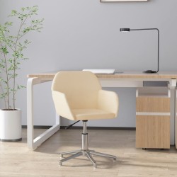 Chaise pivotante de bureau Crème Tissu 
