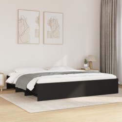 Cadre de lit sans matelas noir 200x200 cm bois d'ingénierie 