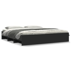 Cadre de lit sans matelas noir 200x200 cm bois d'ingénierie 