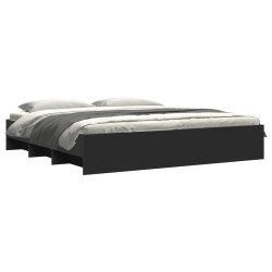 Cadre de lit sans matelas noir 200x200 cm bois d'ingénierie 