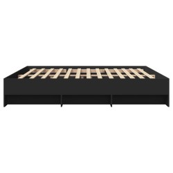 Cadre de lit sans matelas noir 200x200 cm bois d'ingénierie 