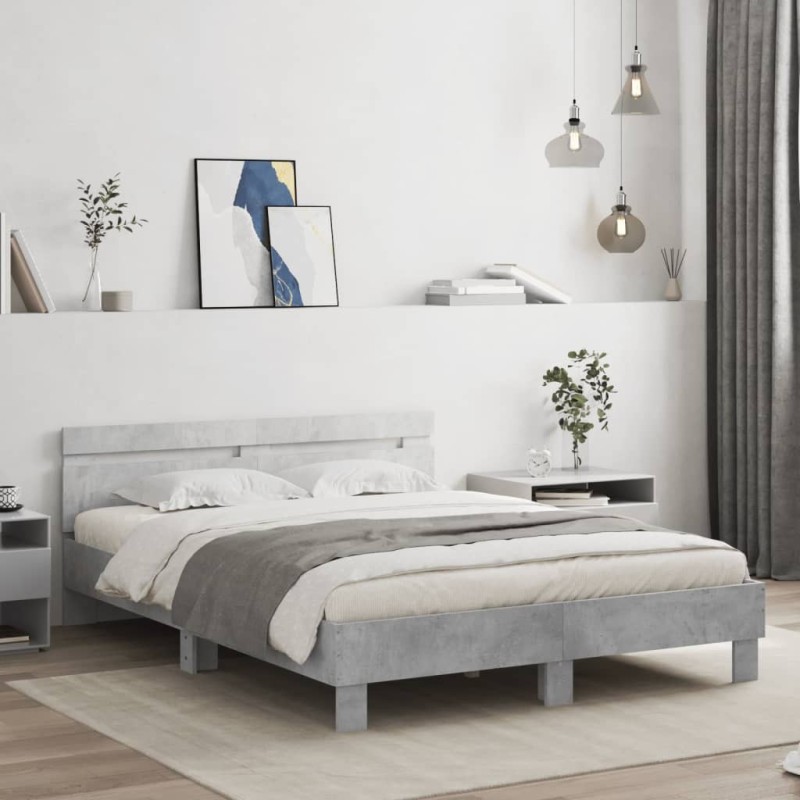 Cadre de lit sans matelas gris béton 140x190 cm 