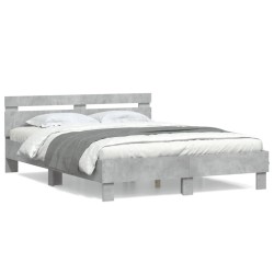 Cadre de lit sans matelas gris béton 140x190 cm 