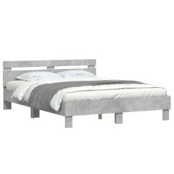 Cadre de lit sans matelas gris béton 140x190 cm 
