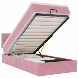 Cadre de lit ottoman avec matelas rose 90x190 cm velours 