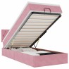 Cadre de lit ottoman avec matelas rose 90x190 cm velours 
